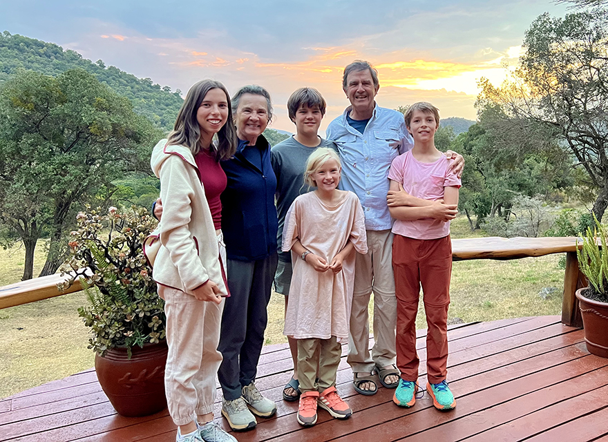 grandparents with their grandchildren on safari in Kenya