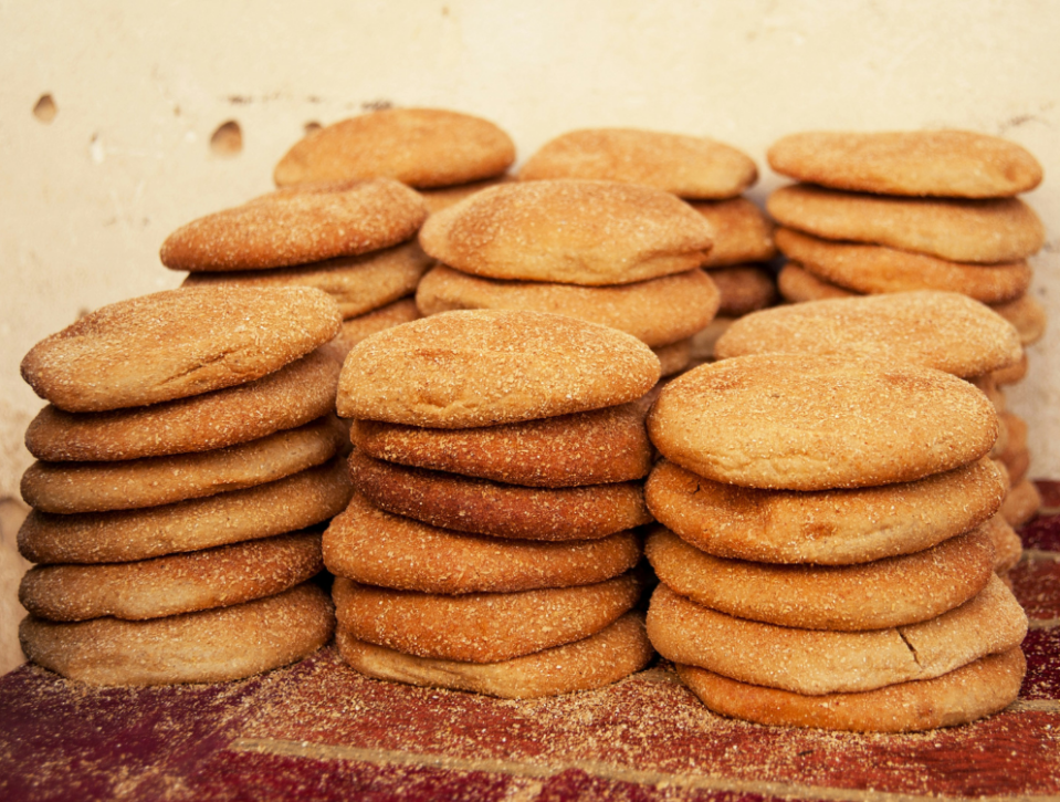Stacks of Amazigh, or Berber, style bread in Morocco.