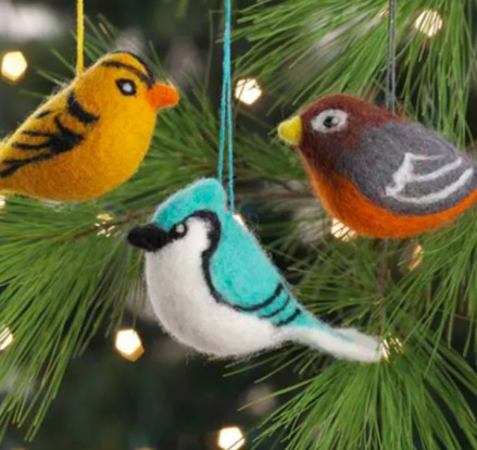 FairTrade Canvas Felted Bird Ornaments
