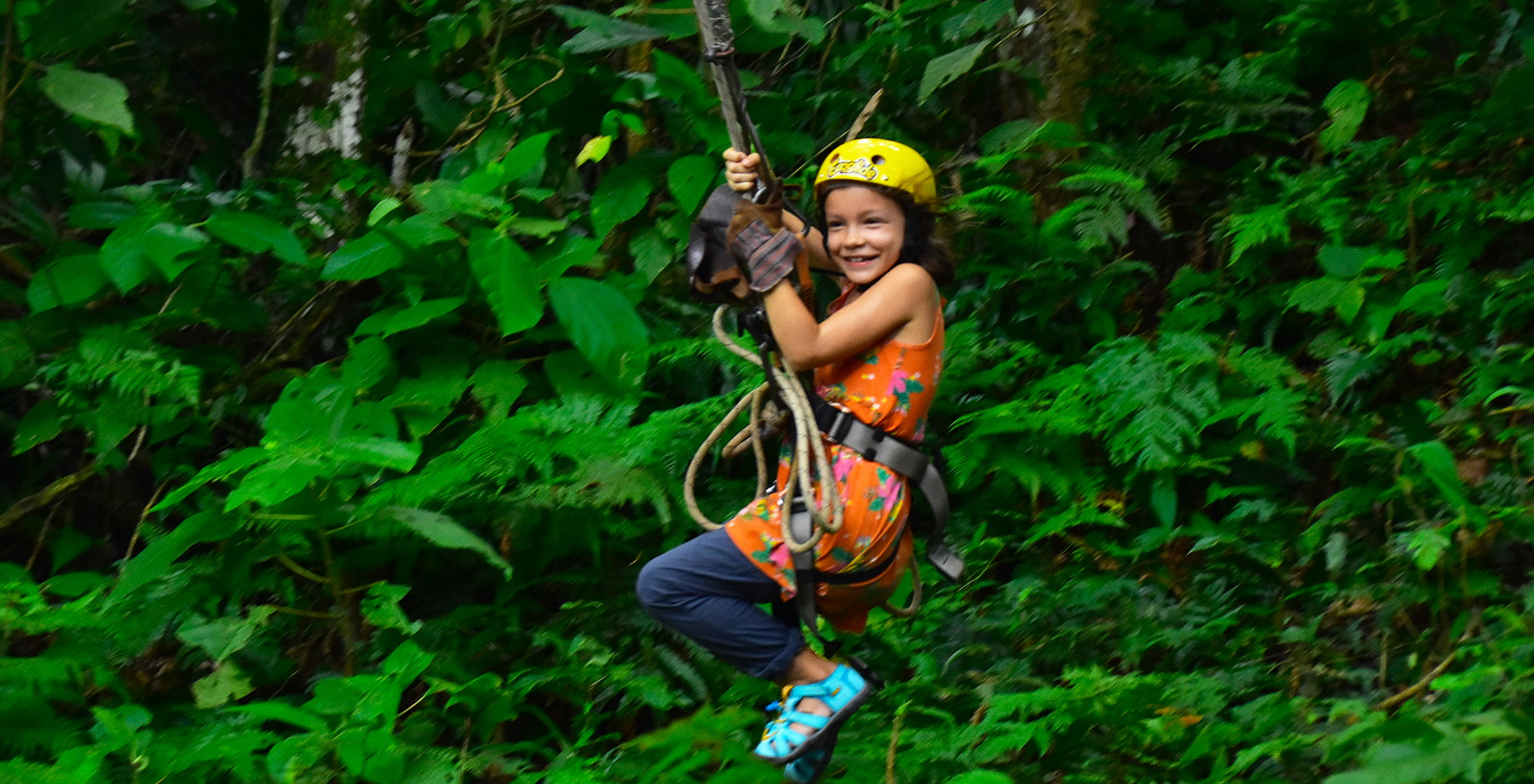 Child ziplining in Costa Rica
