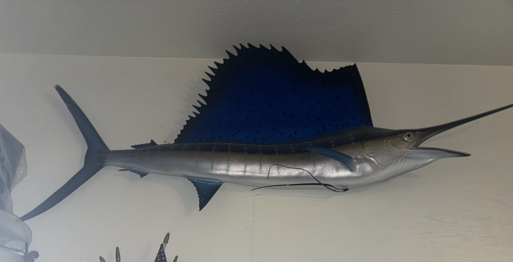 fish replica hanging on a wall